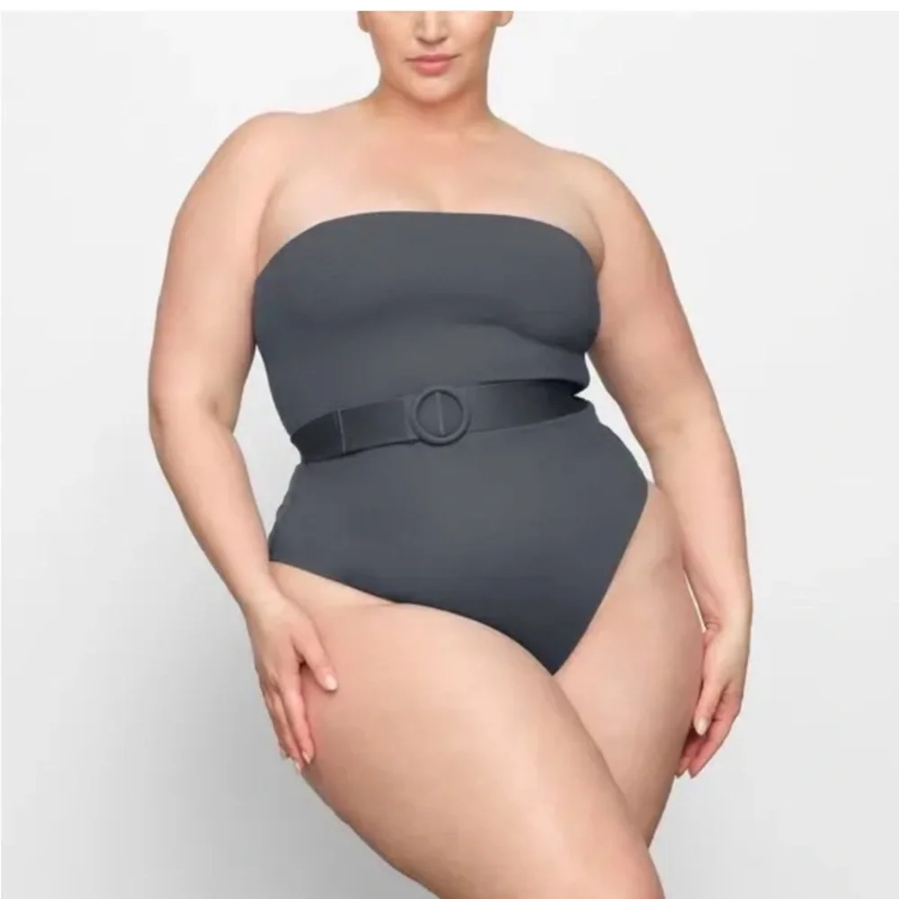SKIMS sculpting swim one piece Gunmetal 3X